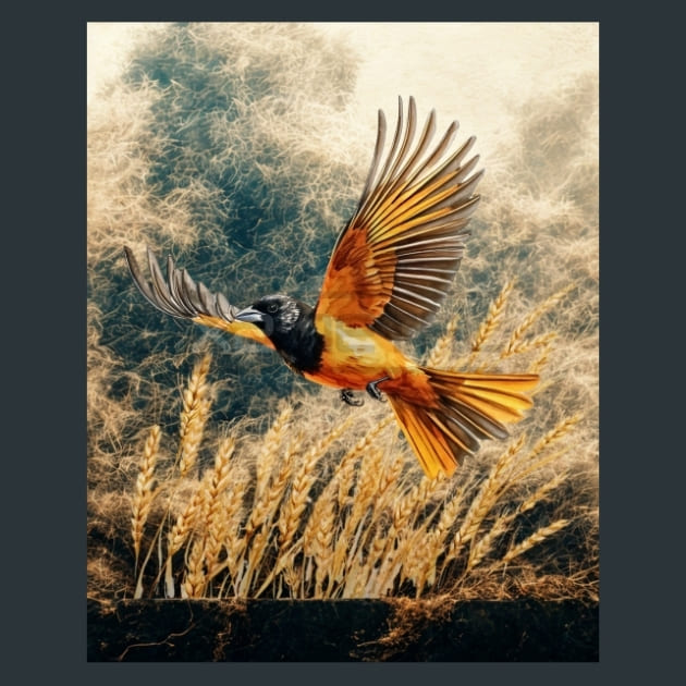 Oriole Bird 3 Metal Wall Art and Desktop Mouse Pad by X2Metal
