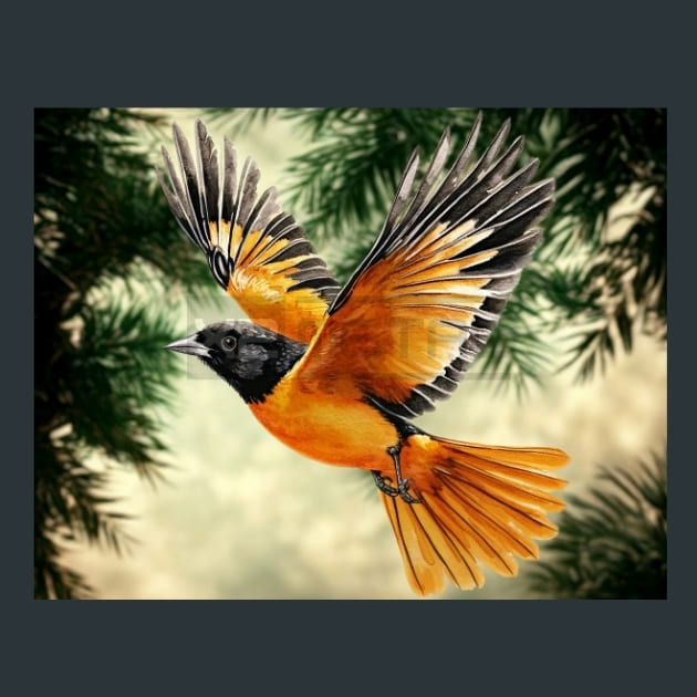 Oriole Bird 4 Metal Wall Art and Desktop Mouse Pad by X2Metal