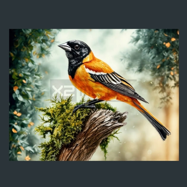 Oriole Bird 9 Metal Wall Art and Desktop Mouse Pad by X2Metal