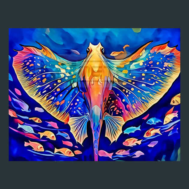 Ornate Eagle Ray Peace Fish Metal Wall Art and Desktop Mouse Pad by X2Metal