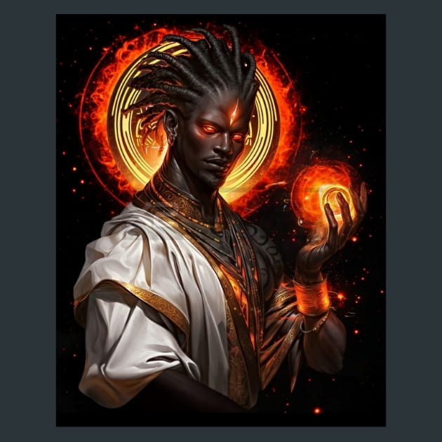 Orun - Orisha-Cosmic Thunder Metal Wall Art and Desktop Mouse Pad by X2Metal