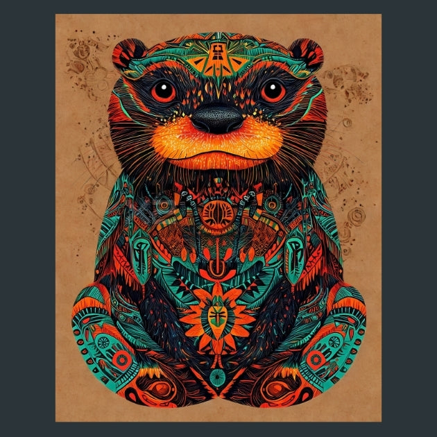 Otter-Zodiac-Native-American Metal Wall Art and Desktop Mouse Pad by X2Metal