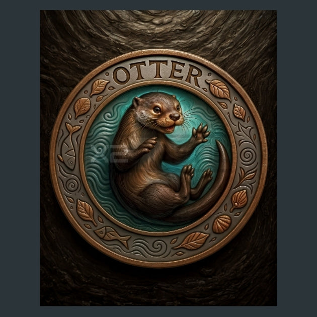 Otter -Zodiac-Native-American Metal Wall Art and Desktop Mouse Pad by X2Metal
