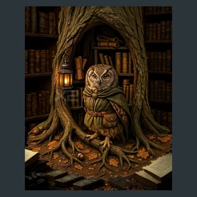 Owl Librarian Metal Wall Art and Desktop Mouse Pad by X2Metal