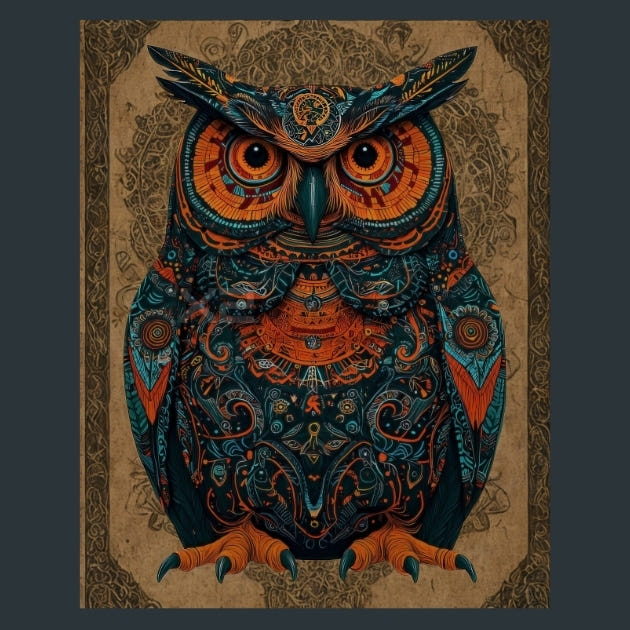 Owl-Zodiac-Native-American 2 Metal Wall Art and Desktop Mouse Pad by X2Metal
