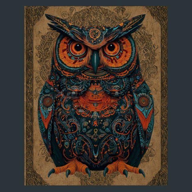 Owl-Zodiac-Native-American 2 Metal Wall Art and Desktop Mouse Pad by X2Metal