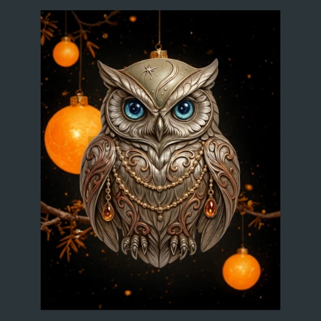 Owl Celestial Voyagers Metal Wall Art and Desktop Mouse Pad by X2Metal