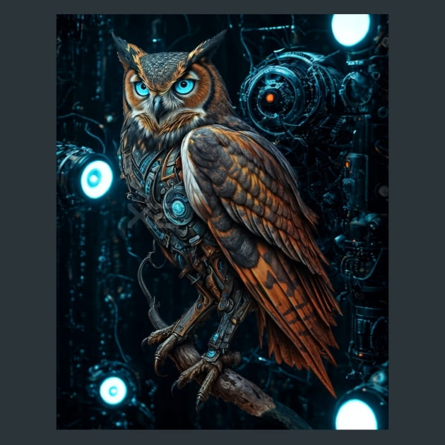 Owl Mechanimals Metal Wall Art and Desktop Mouse Pad by X2Metal