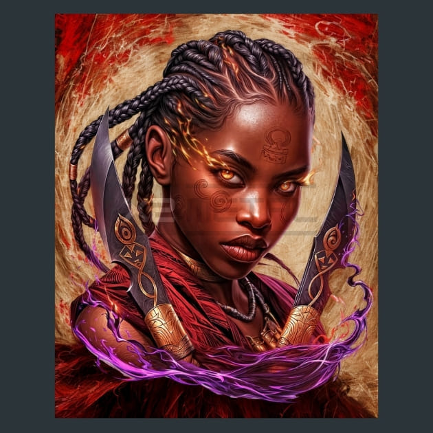 Oya - Orisha-Transforming Winds Metal Wall Art and Desktop Mouse Pad by X2Metal
