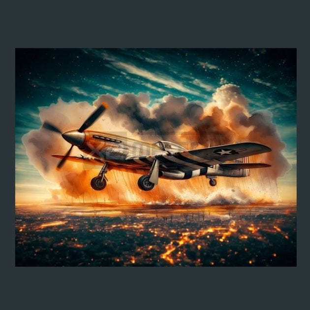 P-51 Mustang Jet 9 Metal Wall Art and Desktop Mouse Pad by X2Metal