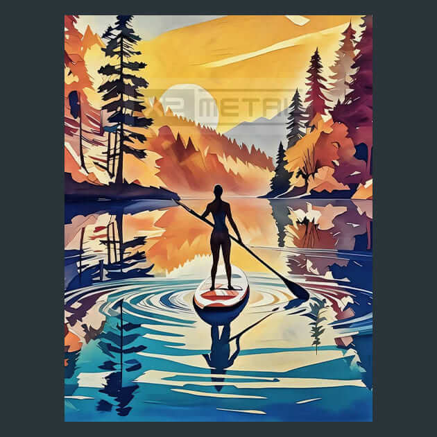 Paddle boarding Action Metal Wall Art and Desktop Mouse Pad by X2Metal