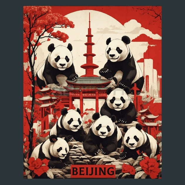 Pandas Beijing China Metal Wall Art and Desktop Mouse Pad by X2Metal