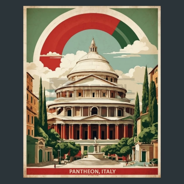 Pantheon Italy Metal Wall Art and Desktop Mouse Pad by X2Metal
