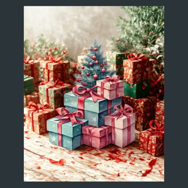 Pastel Christmas 23 Metal Wall Art and Desktop Mouse Pad by X2Metal