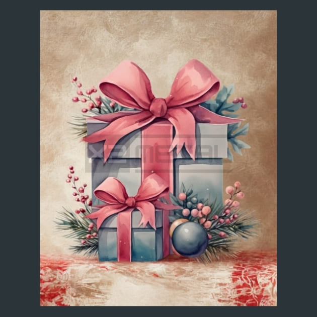 Pastel Christmas 13 Metal Wall Art and Desktop Mouse Pad by X2Metal