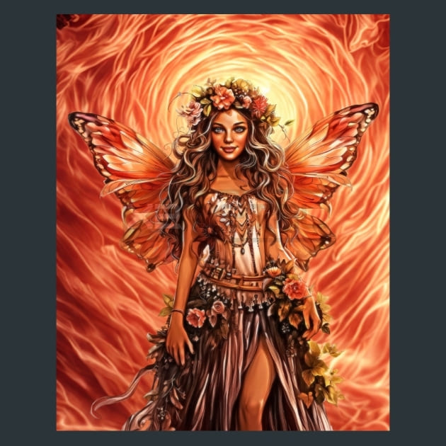Peachy Boho Fairies 6 Metal Wall Art and Desktop Mouse Pad by X2Metal