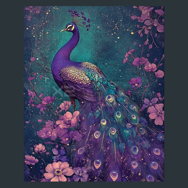 Peacock 10 Metal Wall Art and Desktop Mouse Pad by X2Metal