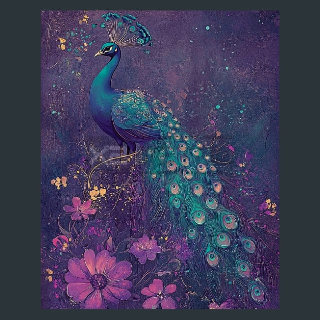 Peacock 12 Metal Wall Art and Desktop Mouse Pad by X2Metal