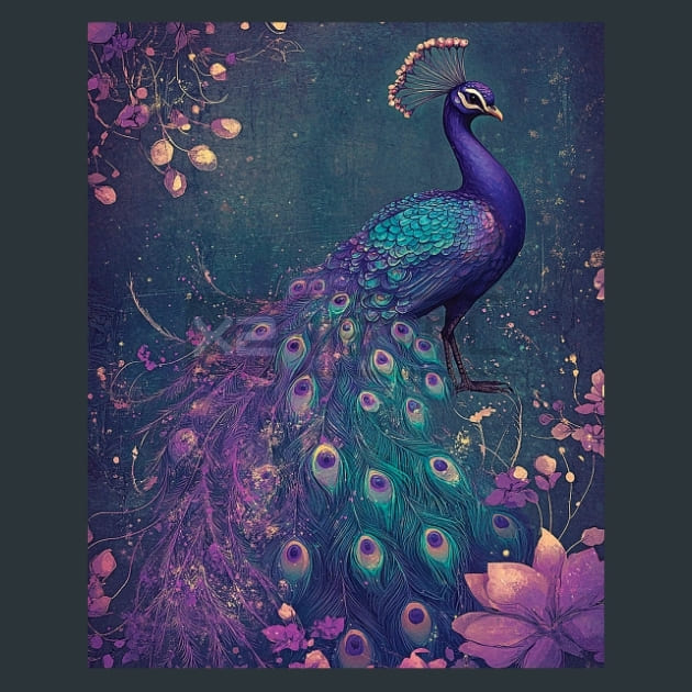 Peacock 16 Metal Wall Art and Desktop Mouse Pad by X2Metal