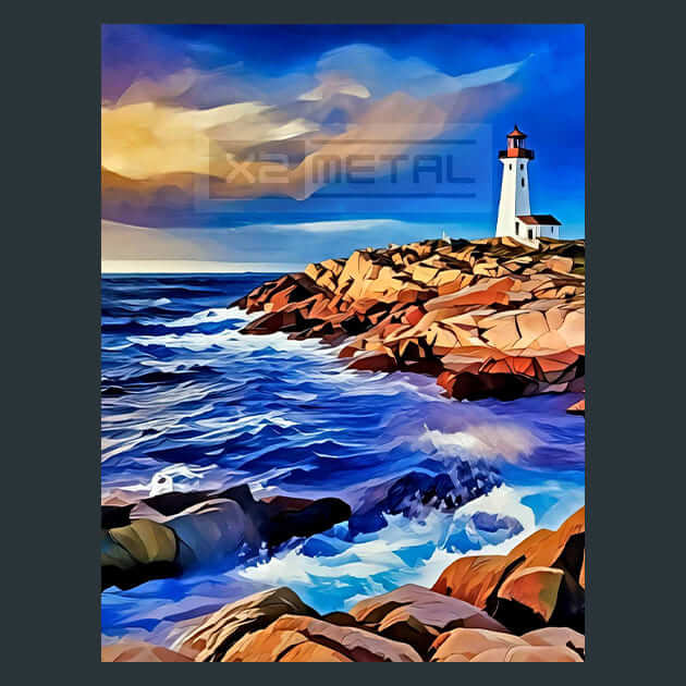 Peggys Cove Lighthouse Metal Wall Art and Desktop Mouse Pad by X2Metal