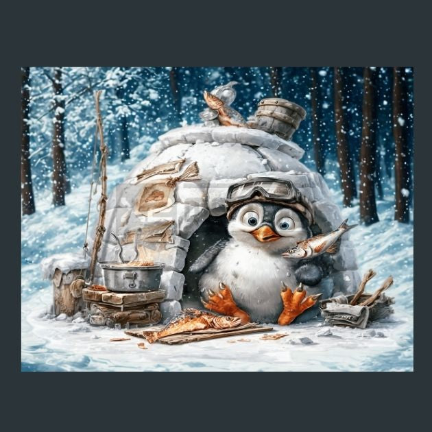 Penguin-iglu-fish-11-Metal-Prints