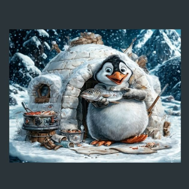 Penguin-iglu-fish-12-Metal-Prints