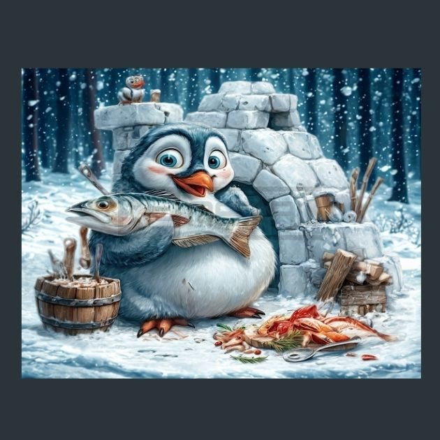 Penguin-iglu-fish-14-Metal-Prints