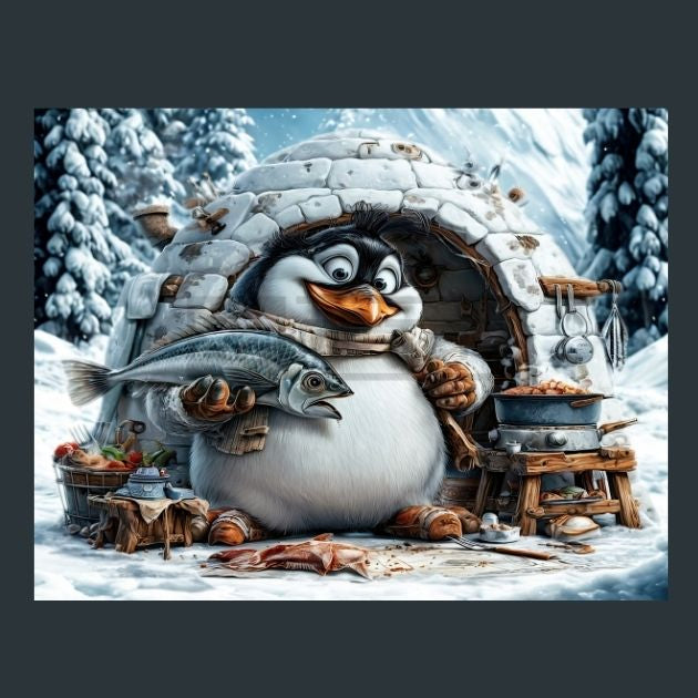 Penguin-iglu-fish-9-Metal-Prints