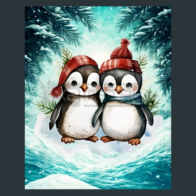 Penguins Frost 12 Metal Wall Art and Desktop Mouse Pad by X2Metal