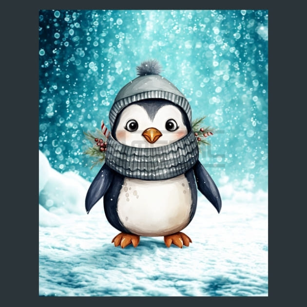 Penguins Frost 14 Metal Wall Art and Desktop Mouse Pad by X2Metal