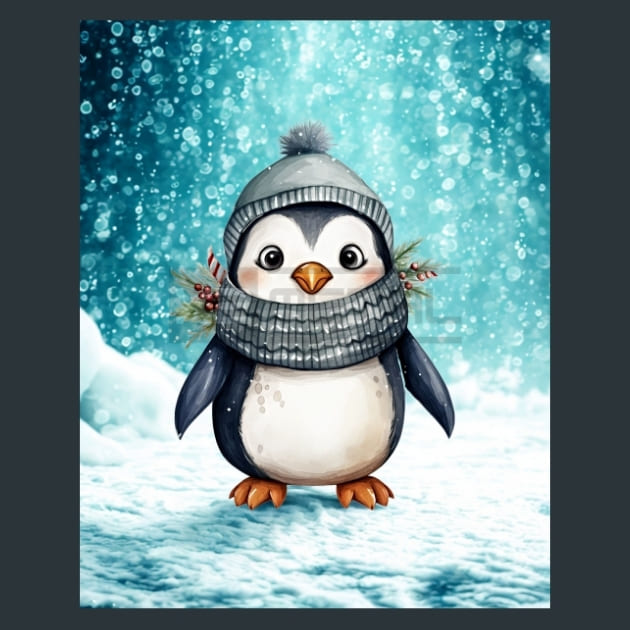 Penguins Frost 14 Metal Wall Art and Desktop Mouse Pad by X2Metal