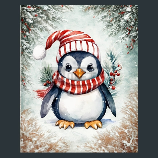 Penguins Frost 19 Metal Wall Art and Desktop Mouse Pad by X2Metal