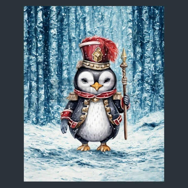 Penguins Frost 28 Metal Wall Art and Desktop Mouse Pad by X2Metal