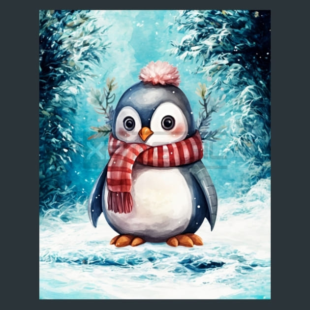 Penguins Frost 29 Metal Wall Art and Desktop Mouse Pad by X2Metal
