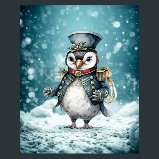 Penguins Frost 33 Metal Wall Art and Desktop Mouse Pad by X2Metal