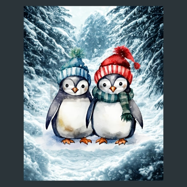 Penguins Frost 35 Metal Wall Art and Desktop Mouse Pad by X2Metal