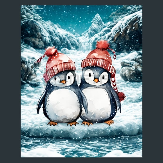 Penguins Frost 36 Metal Wall Art and Desktop Mouse Pad by X2Metal