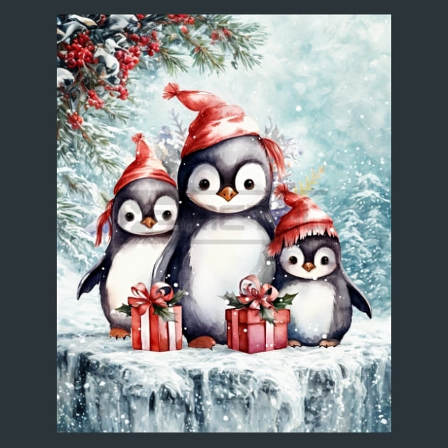 Penguins Frost 9 Metal Wall Art and Desktop Mouse Pad by X2Metal
