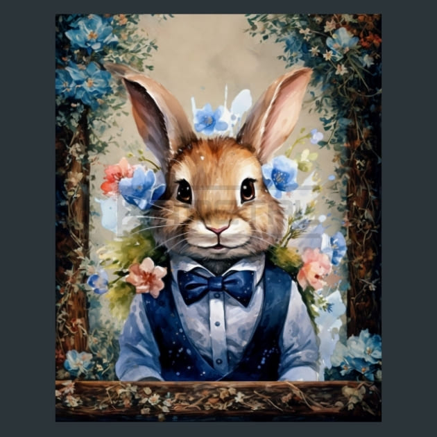 Pete the Rabit 25 Metal Wall Art and Desktop Mouse Pad by X2Metal