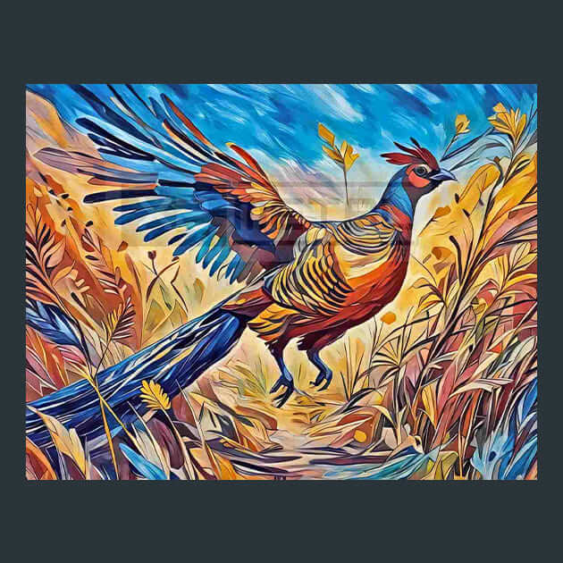 Pheasant Exotic Scene Metal Wall Art and Desktop Mouse Pad by X2Metal