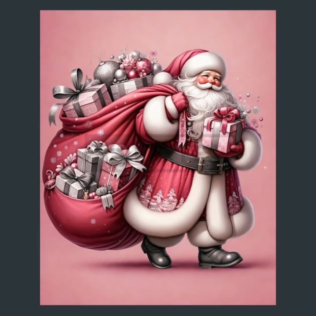Pink Christmas 8 Metal Wall Art and Desktop Mouse Pad by X2Metal