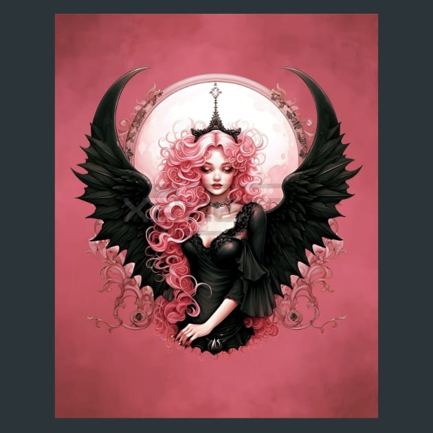 Pink Goth Fairies 14 Metal Wall Art and Desktop Mouse Pad by X2Metal
