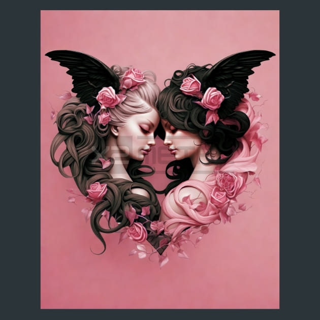 Pink Goth Fairies 1 Metal Wall Art and Desktop Mouse Pad by X2Metal