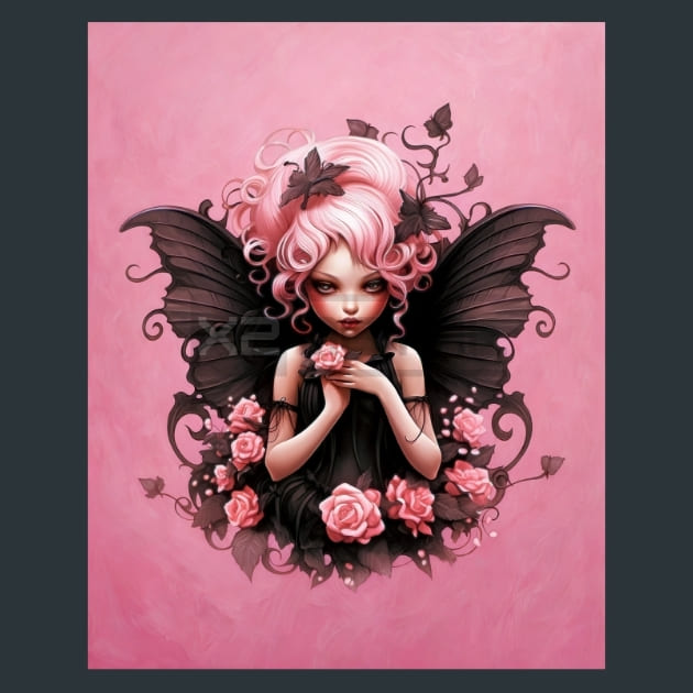 Pink Goth Fairies 5 Metal Wall Art and Desktop Mouse Pad by X2Metal
