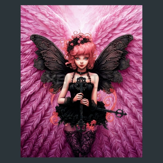 Pink Goth Fairies 8 Metal Wall Art and Desktop Mouse Pad by X2Metal