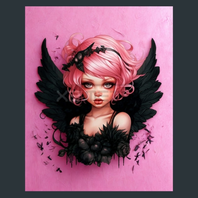 Pink Goth Fairies 9 Metal Wall Art and Desktop Mouse Pad by X2Metal