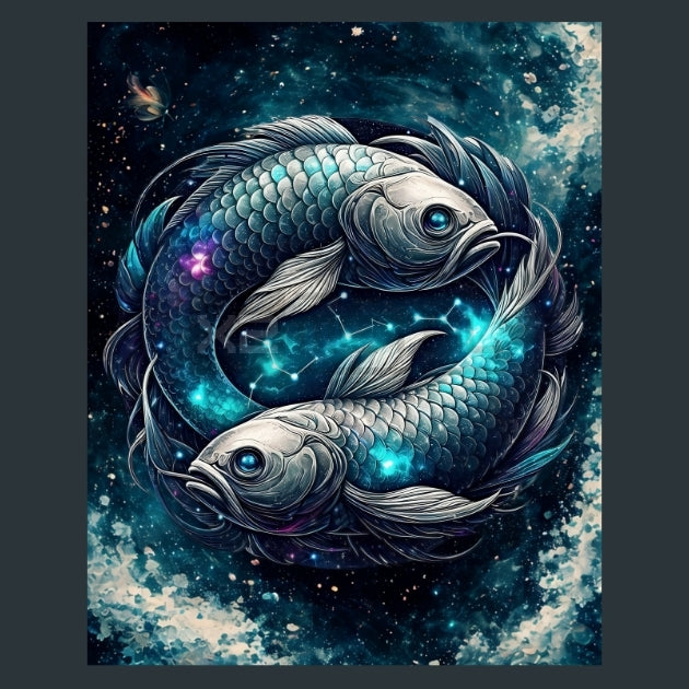 Pisces-Celestial-Zodiac-Signs Metal Wall Art and Desktop Mouse Pad by X2Metal