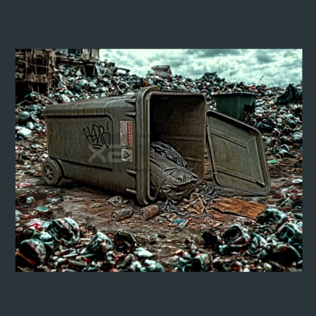 Plastic Trash Bin-Zombie Wasteland Metal Wall Art and Desktop Mouse Pad by X2Metal