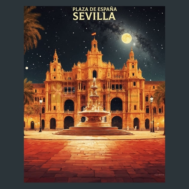 Plaza de Espana Seville Barcelon Spain Metal Wall Art and Desktop Mouse Pad by X2Metal