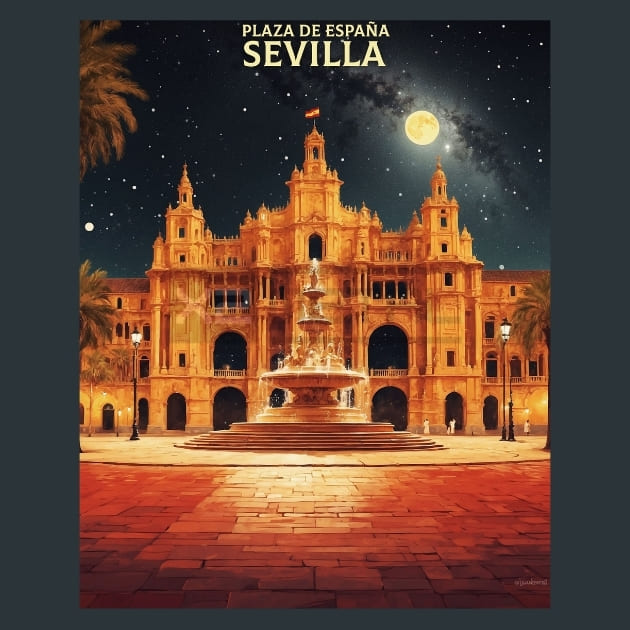 Plaza de Espana Seville Barcelon Spain Metal Print Poster and Mouse Pad